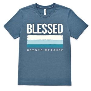 Love & Faith Blessed Beyond Measure Christian Tee Deep Teal 2X NWT